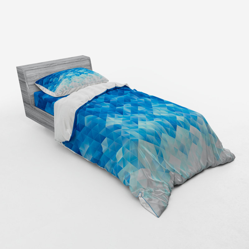 Ensemble de housse de couette moderne et contemporain en microfibre bleu pâle