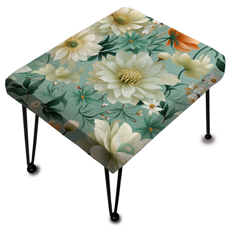 Mint Poppies Motifs - Repose-pieds rectangulaire floral