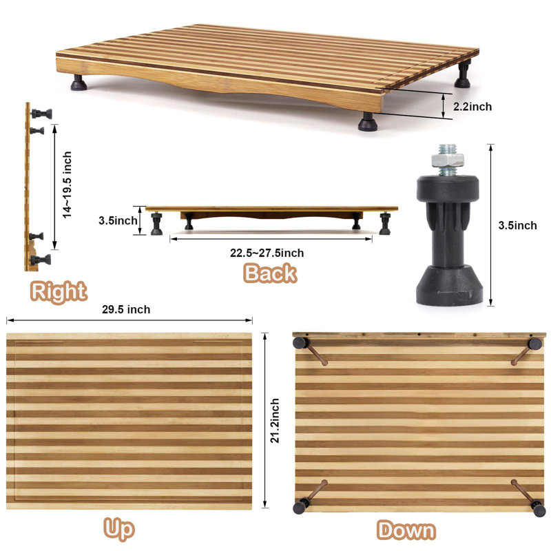 Housse de cuisson en bambou et planche à découper de comptoir avec pieds réglables, planche à découper à double usage pour brûleur de cuisinière électrique, housse de bloc d'espace de travail