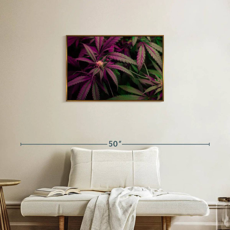 Lavande, marijuana, Cadre flottant doré, 31 po x 21 po