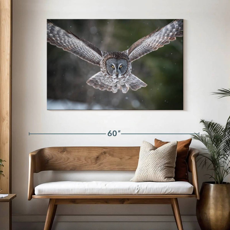 Brampt Flying Winter Owl, 32" H x 48" W