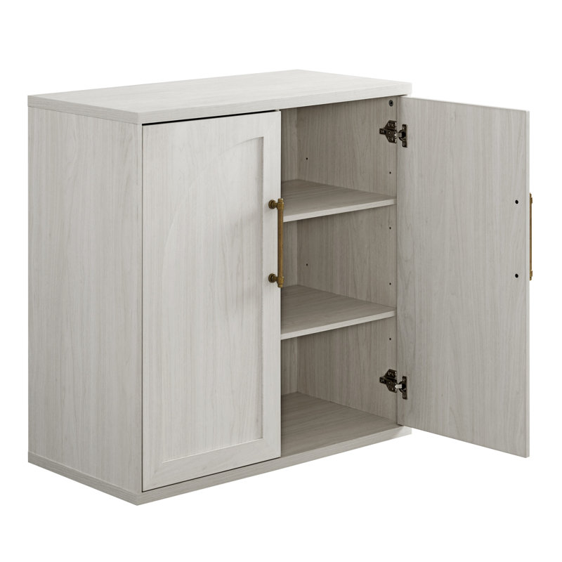 Garde-manger de style campagne moderne H 32 po, armoire buffet avec porte arquée et tablettes réglables, White