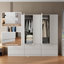Armoire-penderie de 94,5 po de large avec armoire grande capacité de 78,74 po de hauteur blanche avec tiroirs, tablettes de rangement et tringle
