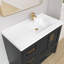 Plateau de meuble-lavabo à surface solide de 42 pouces avec lavabo simple intégré à droite, comptoir épais blanc vif de 2 po, rebord surélevé et dosseret