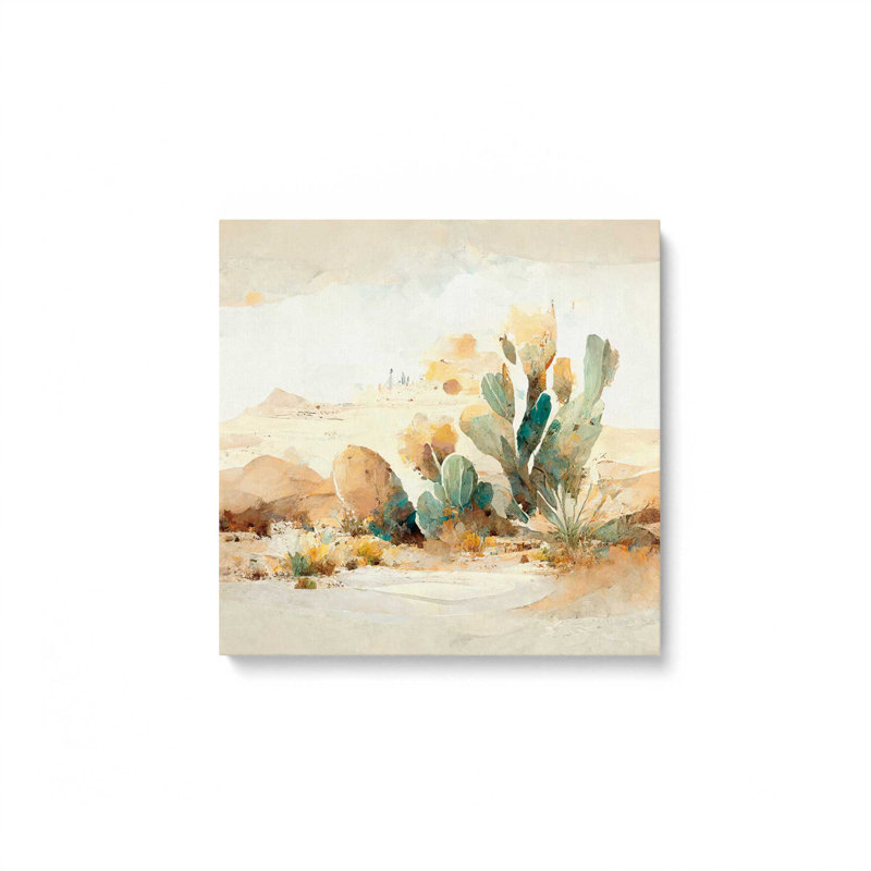 Motif de cactus, H 12 po x l 12 po x P 1,25 po, Toile tendue