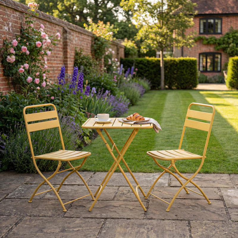 2 - Person Patio Dining Set with Square Table, Yellow