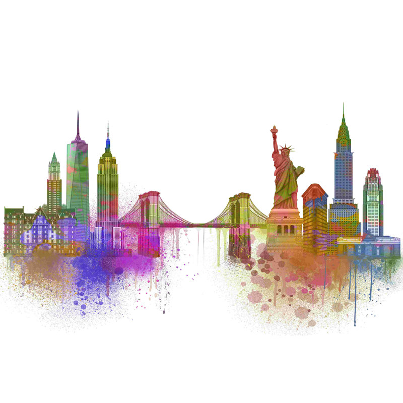 New York Skyline arc-en-ciel lumineux, H 8 po x l 12 po