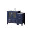 Meuble-lavabo simple bleu marine 42 po Largeur, armoire latérale, plateau en céramique blanche, robinet, fermeture en douceur, 5 tiroirs et rangement intérieur large pour la salle de bain avec surface, robinet, système de fermeture, 1