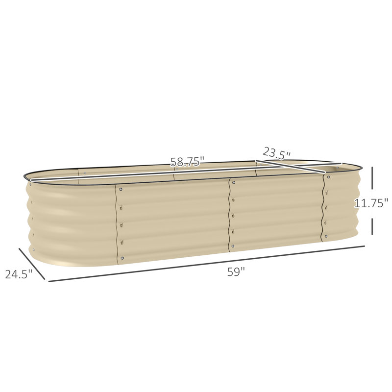 Sairah Metal Raised Garden Bed, Cream, 16.5'' H x 94.5'' W x 23.5"D