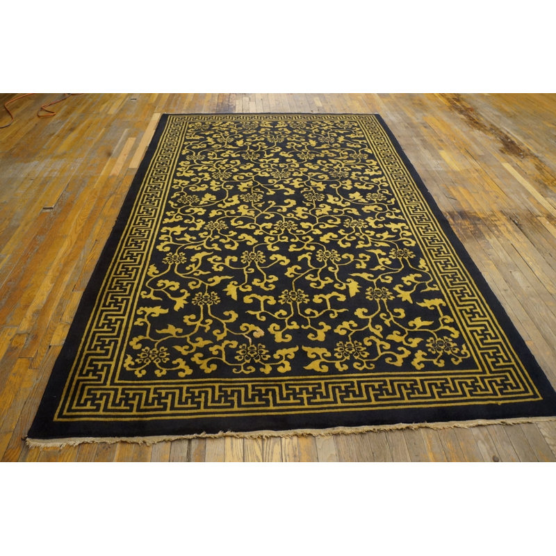 Chinese Hallway Runner Antique Wool 1920s Rectangle - Peking Knotted Blue Rug