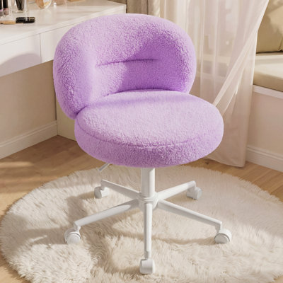 Fauteuil de coiffeuse à dossier bas avec roulettes - Fauteuil de travail à hauteur réglable, fauteuil pivotant rembourré pour chambre à coucher et bureau personnel