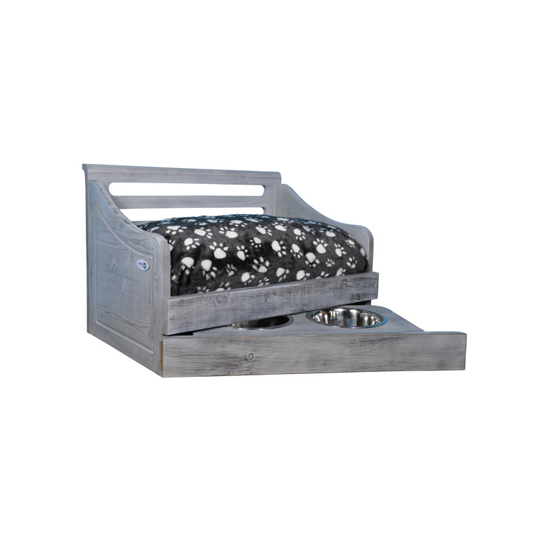 Canapé pour chien en bois Hardesty Paws, Gris antique, Petit (l 15,16 po x P 22,44 po x H 15,35 po)