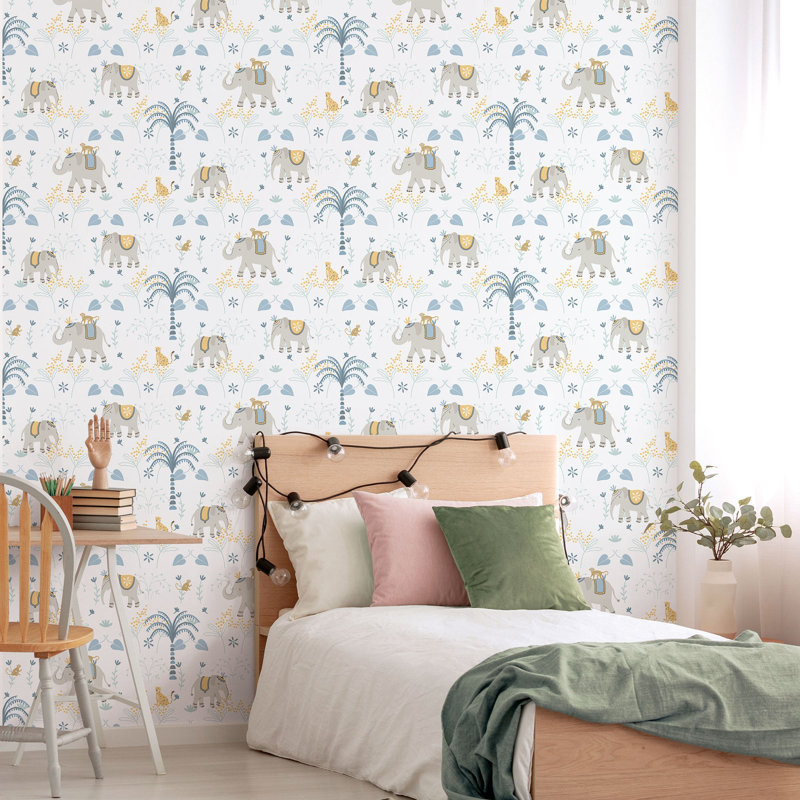 Bambino Collection Elefun Jungle Wallpaper Roll, Blue