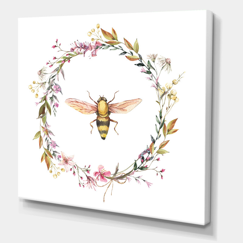 «Bee In Wildflowers Wreath», reproduction sur toile tendue, H 36 po x l 36 po x 1,5 po
