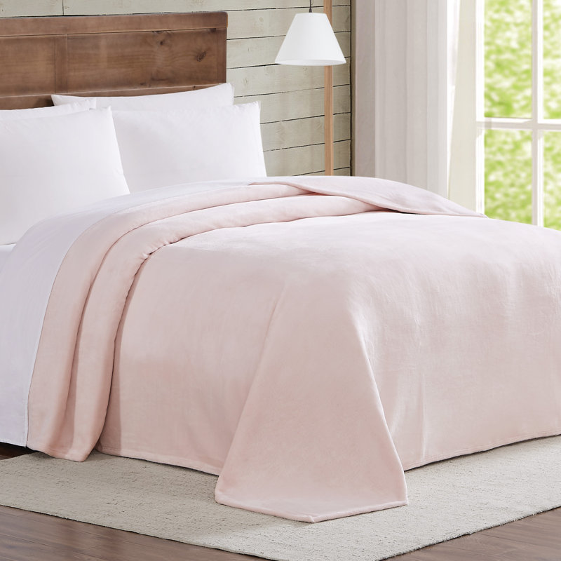 Blush Pink Velvet Plush Full/Queen Bed Blanket