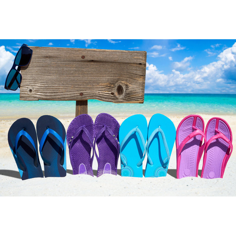 Signboard And Flip Flops by TKphotography64 - Wrapped Canvas Print, 81cm H x 122cm W x 3.8cm D