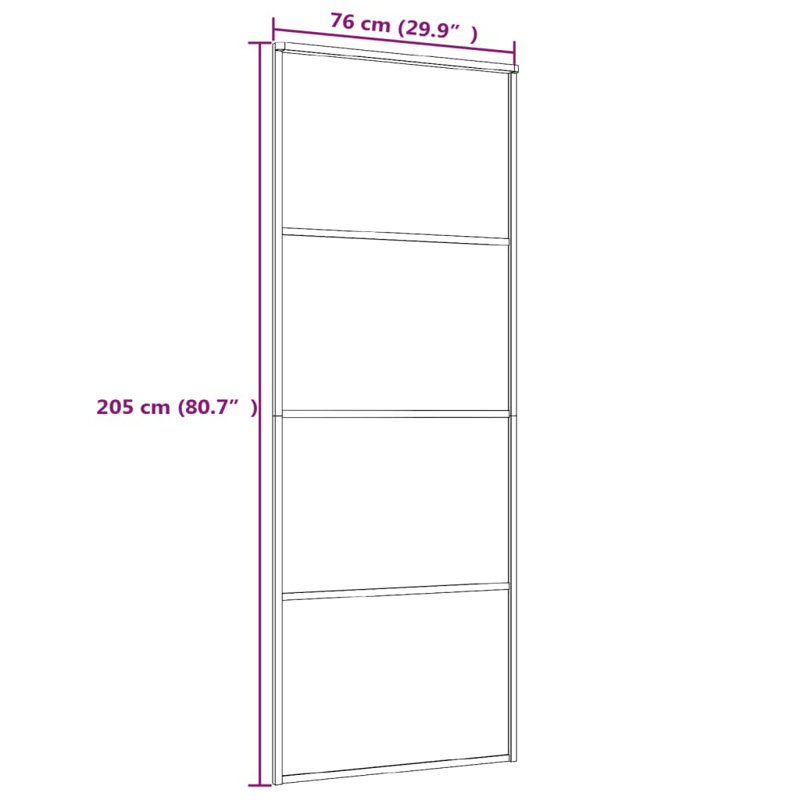 Muthiani Glass Sliding Door, 205cm H x 76cm W x 4 cm D, Gold