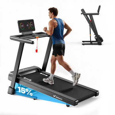 MERACH Treadmill, 300 lb Capacity, 15% Auto Incline with 0.8-7.5 MPH for Home