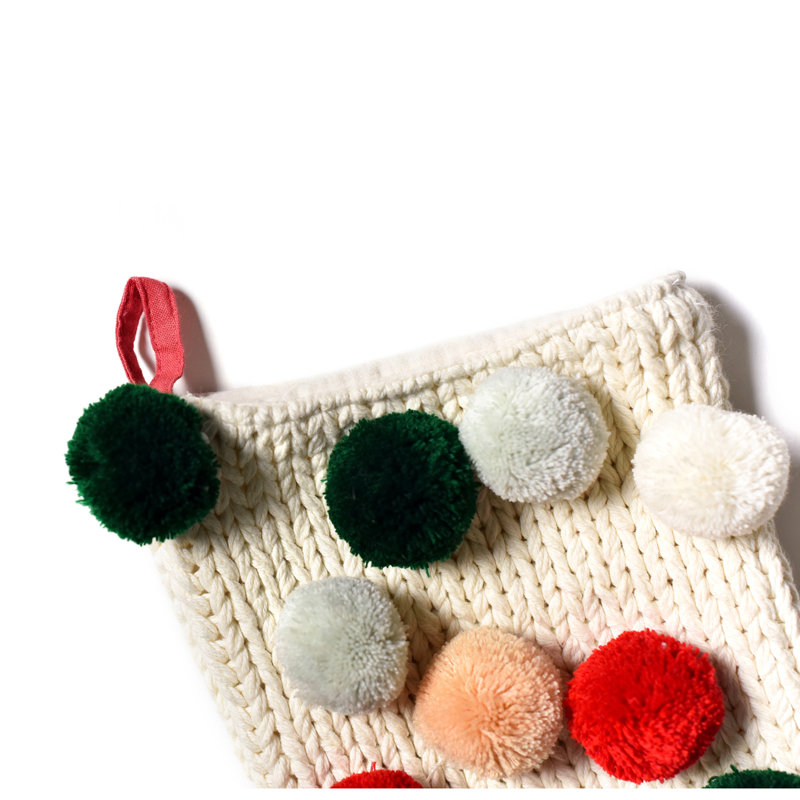 Knit Stocking With Pom Poms