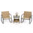 3 Piece Wood Rocking Bistro Set with Storage Bag PS Armrests & Tabletop Metal Frame Brown