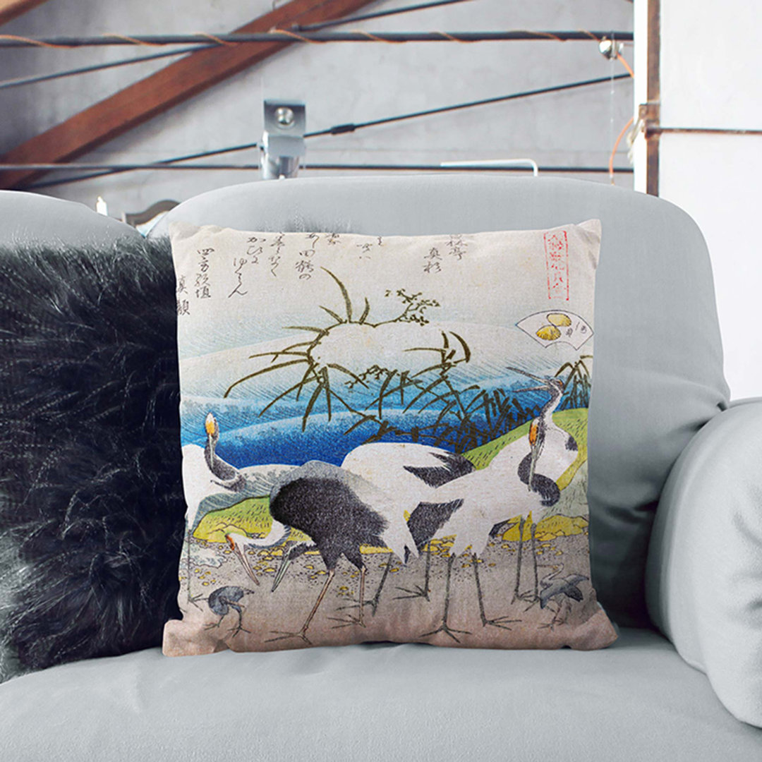 Group of Storks by Katsushika Hokusai Cushion with Filling