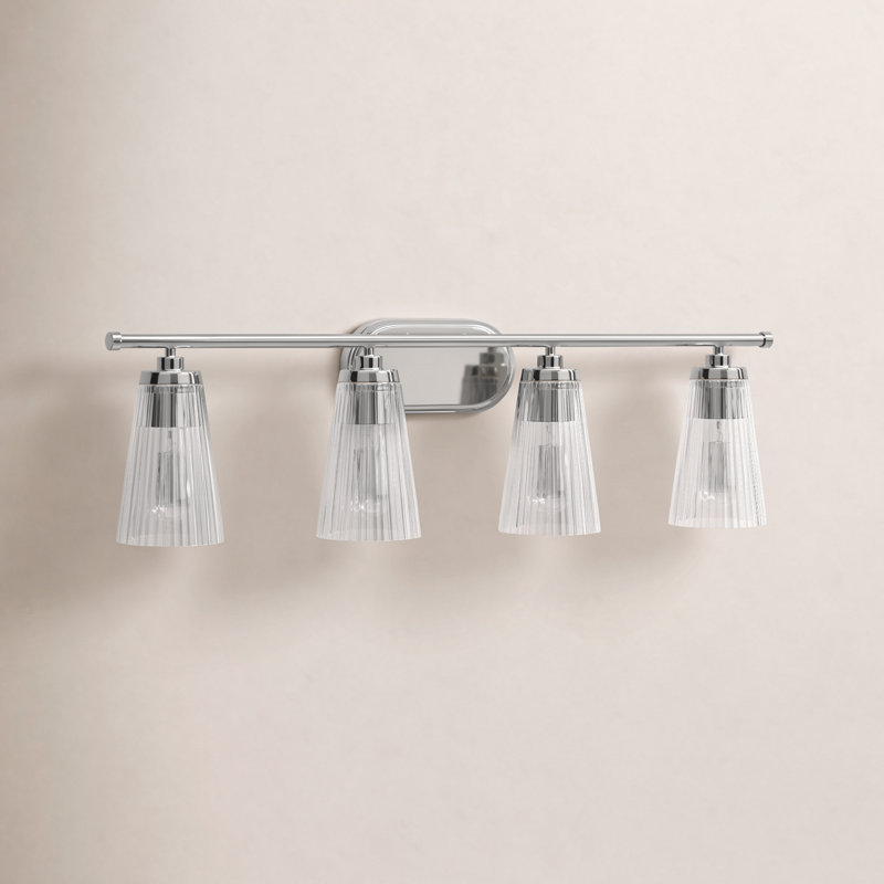 Luminaire de salle de bain à intensité variable en acier et verre Jeanie , H 10 po x l 30,5 po x P 30,5 po, Chrome chrome