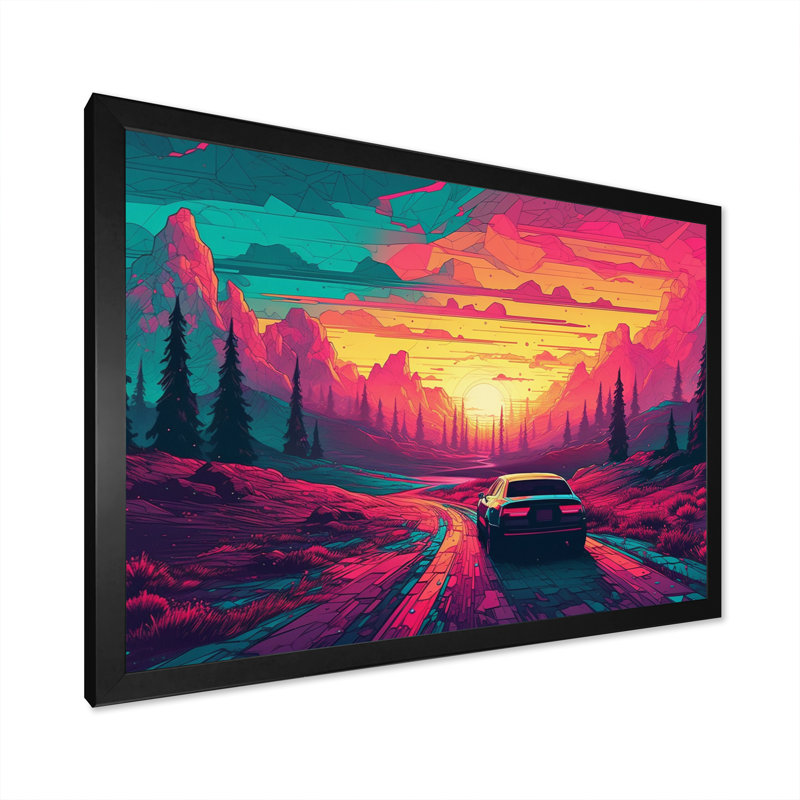 «Pink Nebular Wonderland I», reproduction d'art sur toile, Cadre photo noir, H 24 po x l 32 po x P 1 po