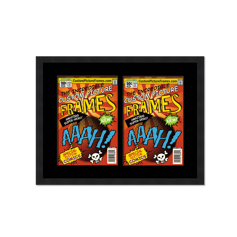 Wood Picture Frame with Mat, 7.25" x 10.5", Black/Black