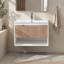 Meuble-lavabo mural de 76 cm (30 po) seulement, armoire moderne en MDF avec tiroir en chêne cannelé et tablette ouverte, blanc/chêne