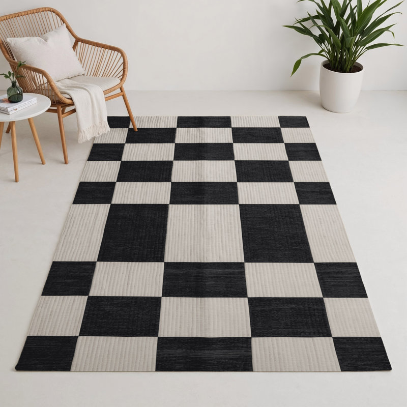 Tapis d'intérieur et d'extérieur à carreaux gris, Rectangulaire 3 pi x 5 pi
