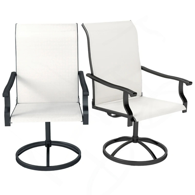 Ensemble de 2 chaises d'extérieur, chaises pivotantes, Noir/crème