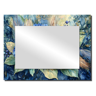 Hortensias et plumes Farmhouse Decor - miroir floral pour décoration murale - imprimé sur métal