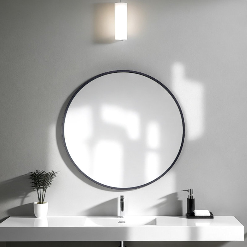 Miroir mural en aluminium, 24 po x 24 po, Black