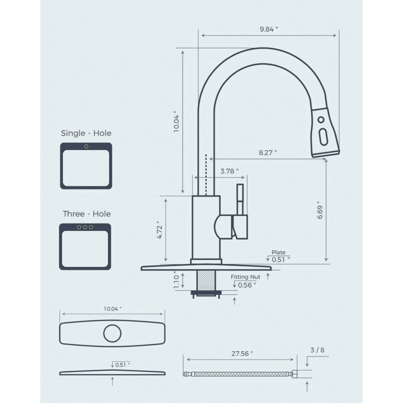 Brushed Nickel Stainless Steel Kitchen Faucet with Pull-Out Spray