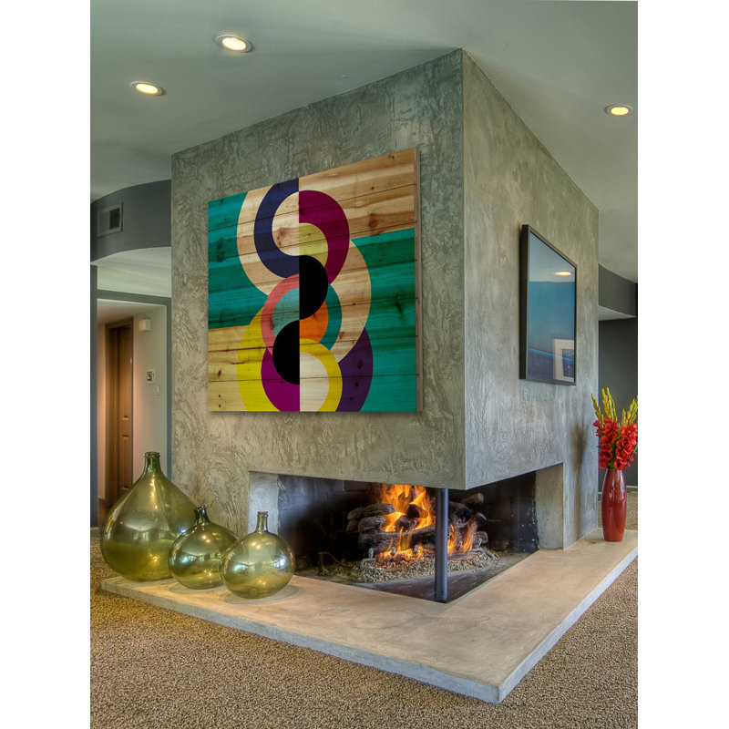 « modular future », reproduction d’art sur bois de pin naturel, H 40 po x l 40 po x P 1,5 po