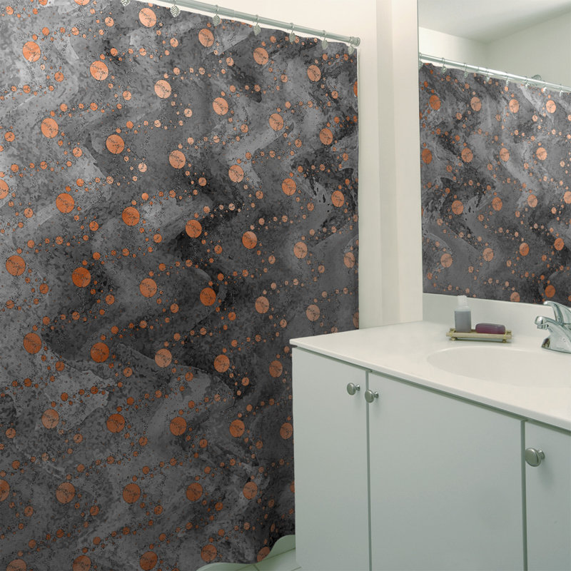Rideau de douche simple planètes et étoiles, Orange / Noir