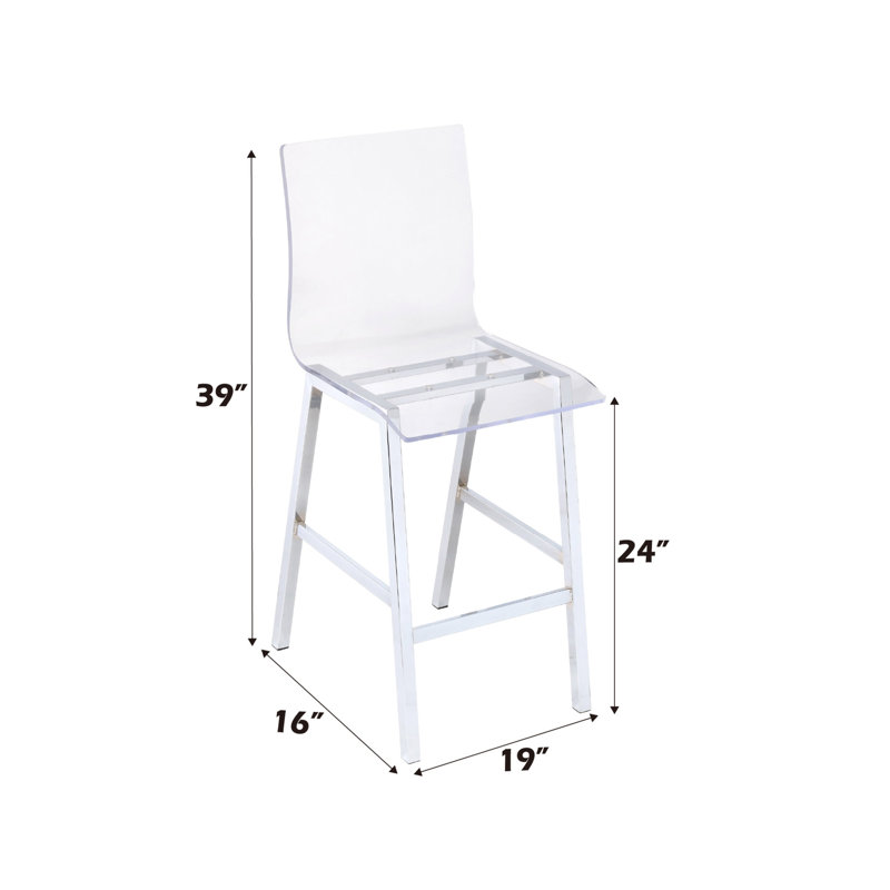 Chaise à hauteur de comptoir Nadie en acrylique transparent et chrome