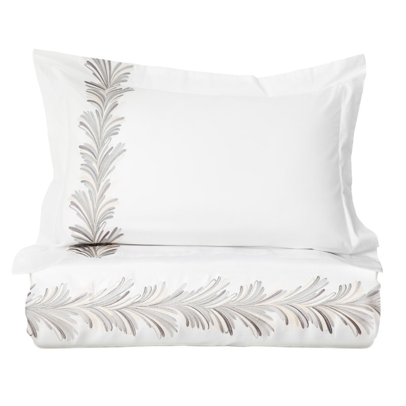 Ensemble de housse de couette 100% coton Ava, Housse de couette pour grand lit et 2 taies décor