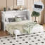 Grand lit escamotable avec tiroir de rangement et station de charge Murphy, port USB, cadre de lit escamotable en pin massif pour bureau à domicile, studio ou chambre d'amis, blanc