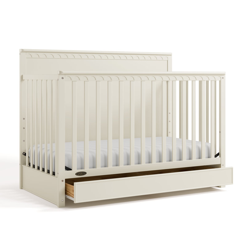 Sasha 5-In-1 Convertible Crib With Drawer, Frosted Oat
