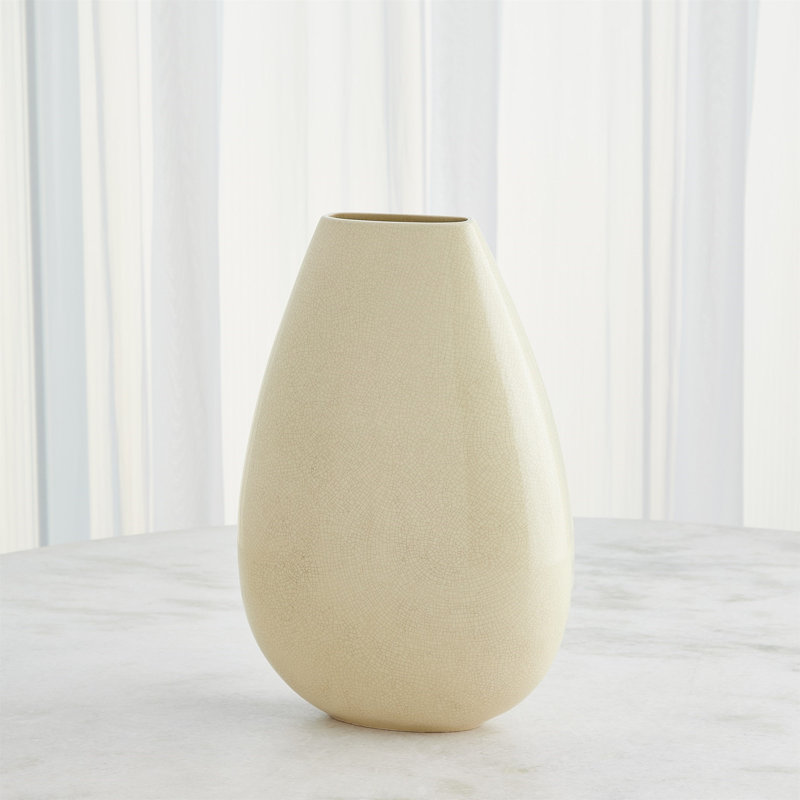 Giant Teardrop Vase-Butter Crackle-Sm, 16.5" H x 11.5" W x 4" D