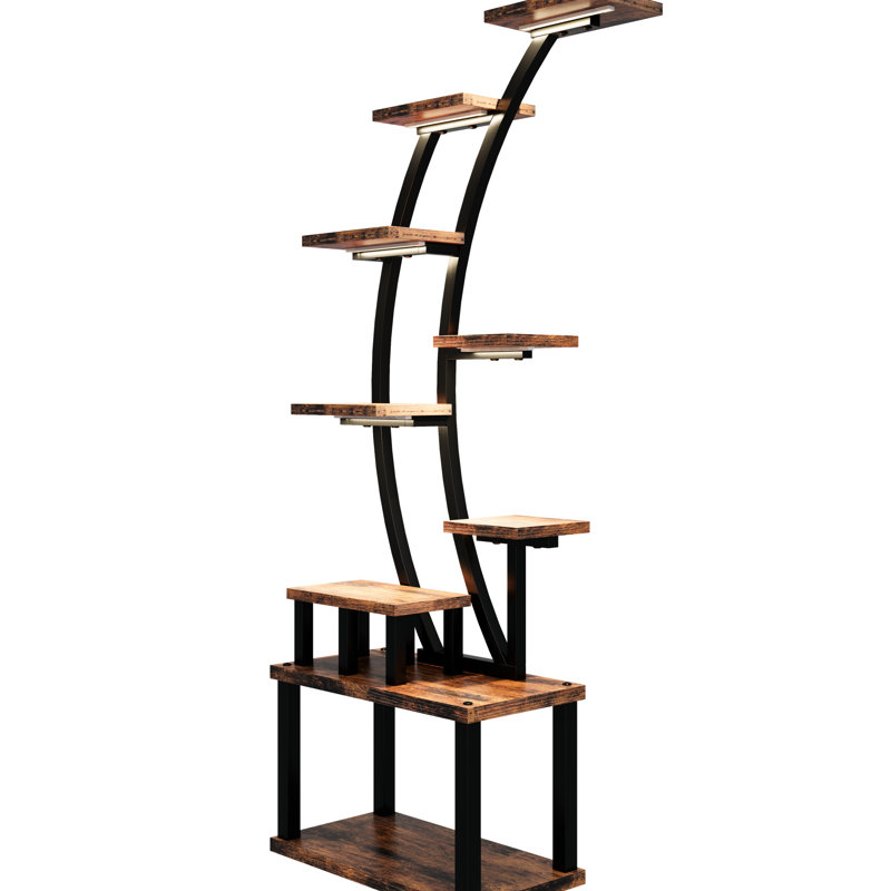 Support pour plante d'intérieur de 63,6 po de hauteur avec 9 lumières de croissance DEL, éclairage réglable, luminosité à 10 niveaux, support stable et facile à installer