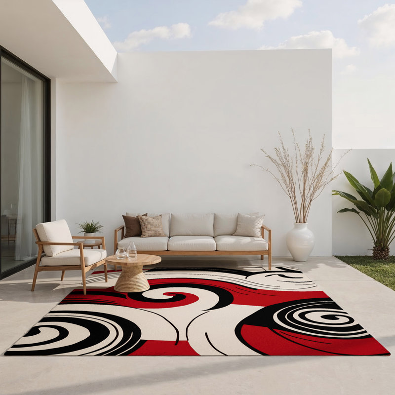 Scarlet Fracture Indoor And Outdoor Area Rug, Rectangle 3' x 5'