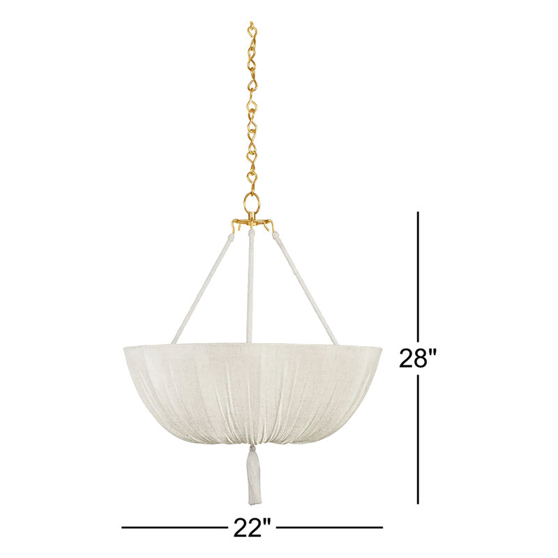 Carolina Pendant in Aged Brass by Cortney Bishop, 28" H x 22" W x 22" D, E12/Candelabra, 10 W