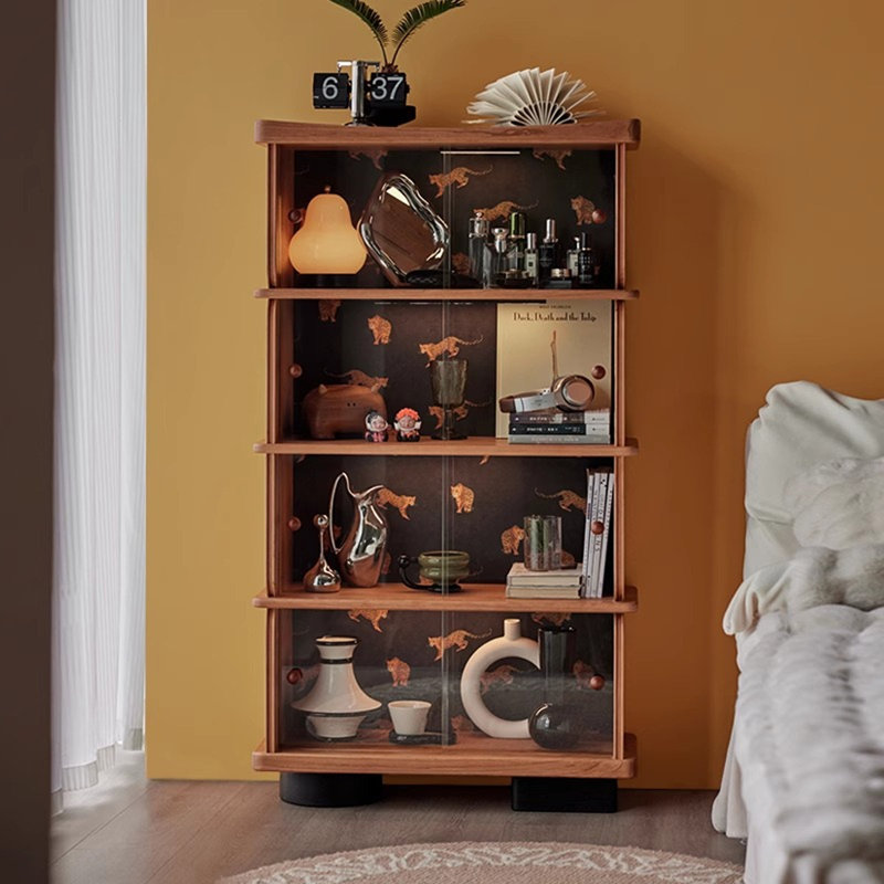 Vitrines en bois massif brun noisette