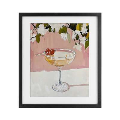«Pink Cocktail with Apple Blossoms», reproduction encadrée sous verre, conception de Riley B