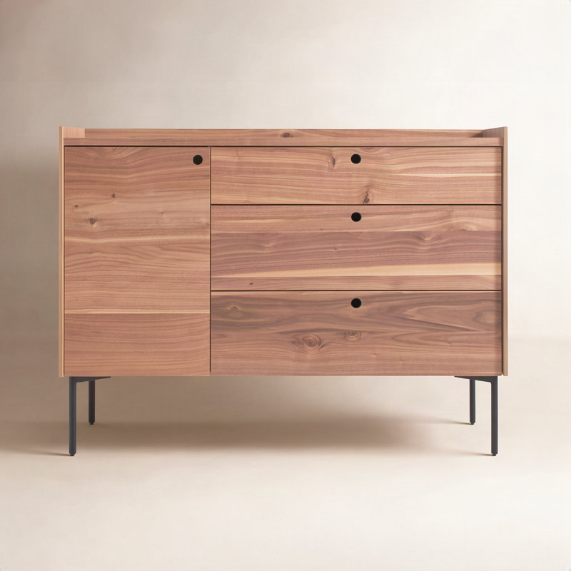 Peek 49'' W Solid Wood Sideboard, Rustic Walnut