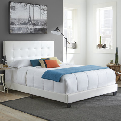Mia Linen Upholstered Platform Bed Frame includes 10" Respondaflex Memory Foam Mattress, Mia