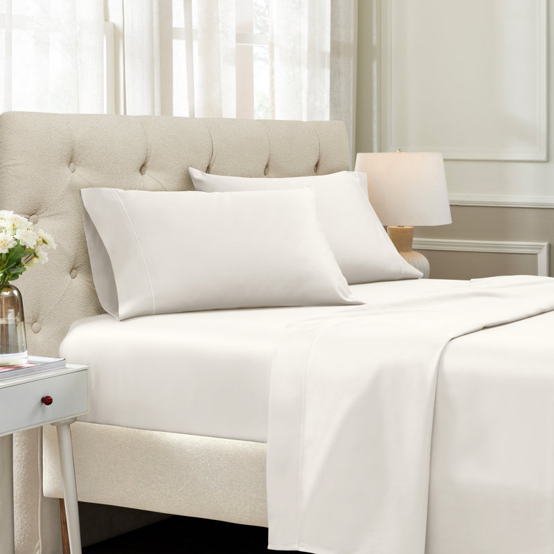 Luxury 1500 Thread Count 100% Egyptian Cotton Stitched Hem Deep Pocket Sheet Set, Queen Sheet Set, Ivory
