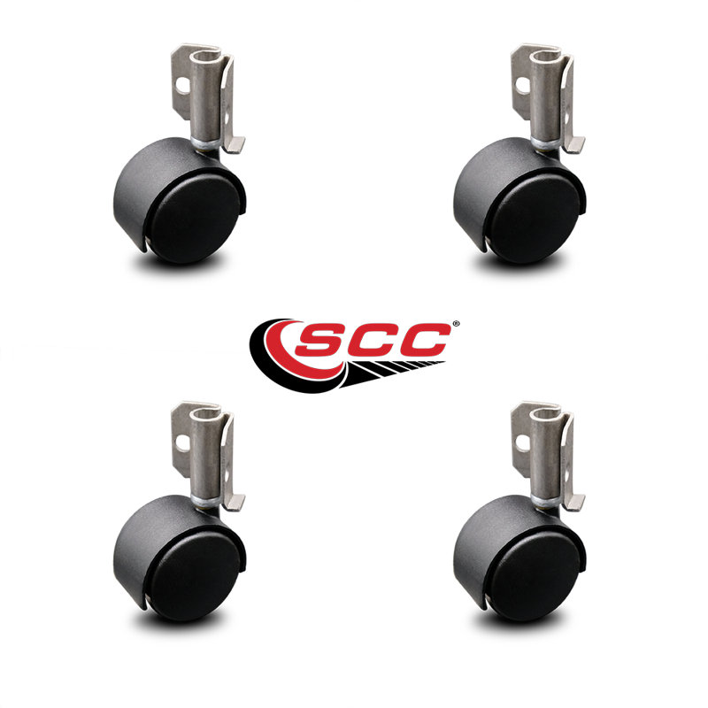Flat Black Hooded Nylon Twin Caster